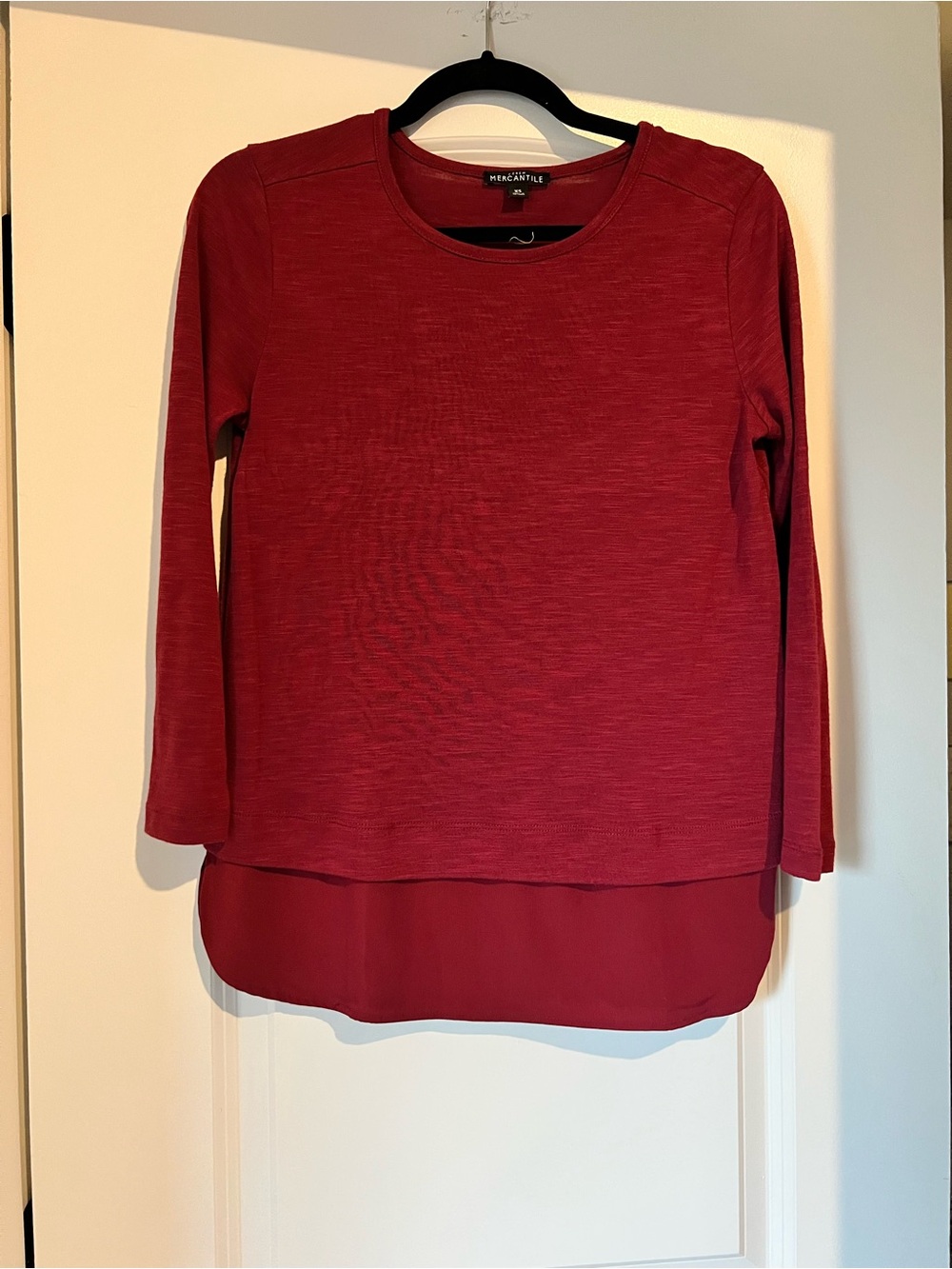 J. Crew Long Sleeve Layered-Hem Top - Deep Red